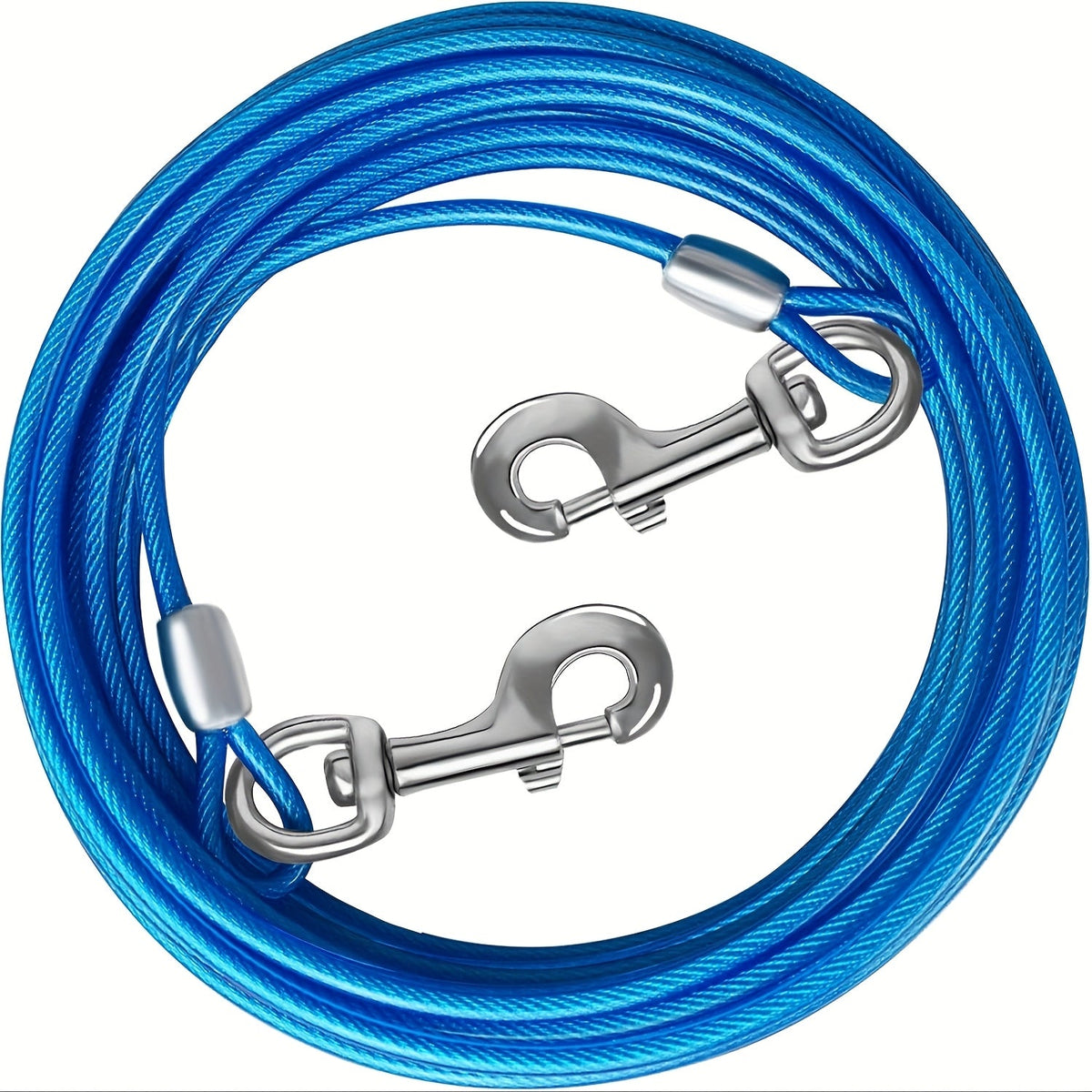 Dog Tie Out Cable for Yard – Heavy Duty Steel Wire Runner 10/15/20/30 FT with Durable Clips, Outside Dog Lead for Large Dogs Up to 165 lbs, Blue