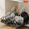 Pull Out Pot & Pan Organizer Rack for Under Cabinet – Slide Out Lid Holder with 8 Adjustable Compartments, Drill-Free Install, Kitchen Cabinet Cookware & Baking Sheet Organizer – 1pc or 2pcs