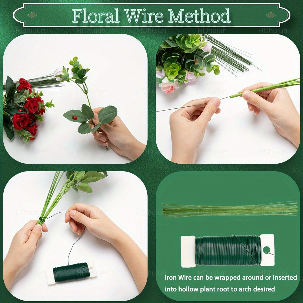 105Pcs Floral Arrangement Kit with Green Floral Tape Wire Boutonniere Flower Pins and Wire Cutter – DIY Wreath Making Wedding Bouquet Corsage Craft Supplies