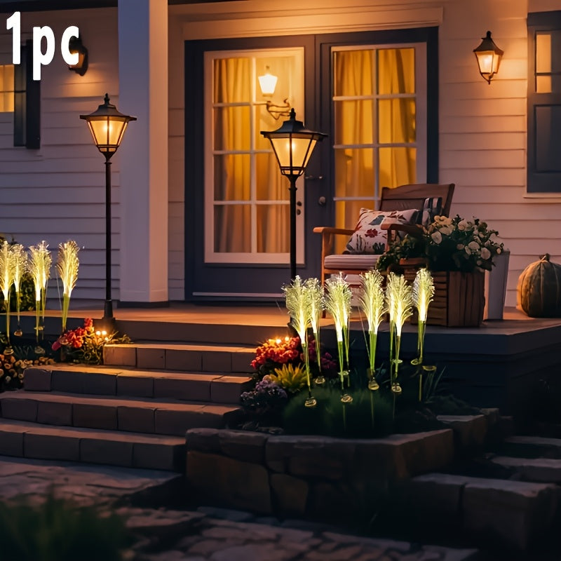 Solar Powered Golden Grass Garden Lights – Energy-Efficient Outdoor Decorative Stake Lights for Yard, Patio & Balcony, Nickel Battery, Semi Flush Mount, Available in 1pc or 2pcs