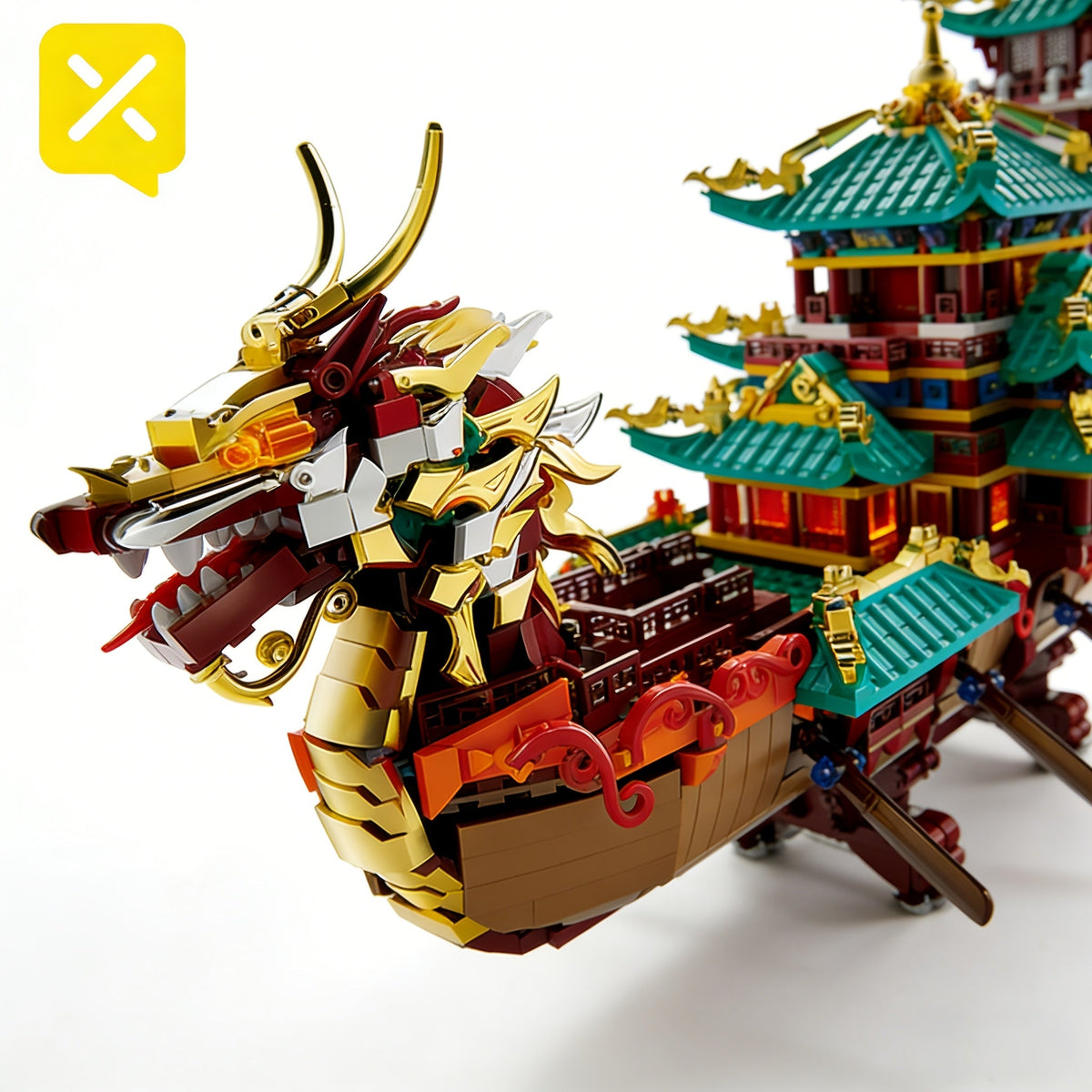 2453pcs Dragon Boat Festival Building Block Set - Large Scale ABS Brick Model Kit, Intermediate Assembly Level | Unique Cultural Display Piece & Gift for Christmas Thanksgiving Halloween New Year