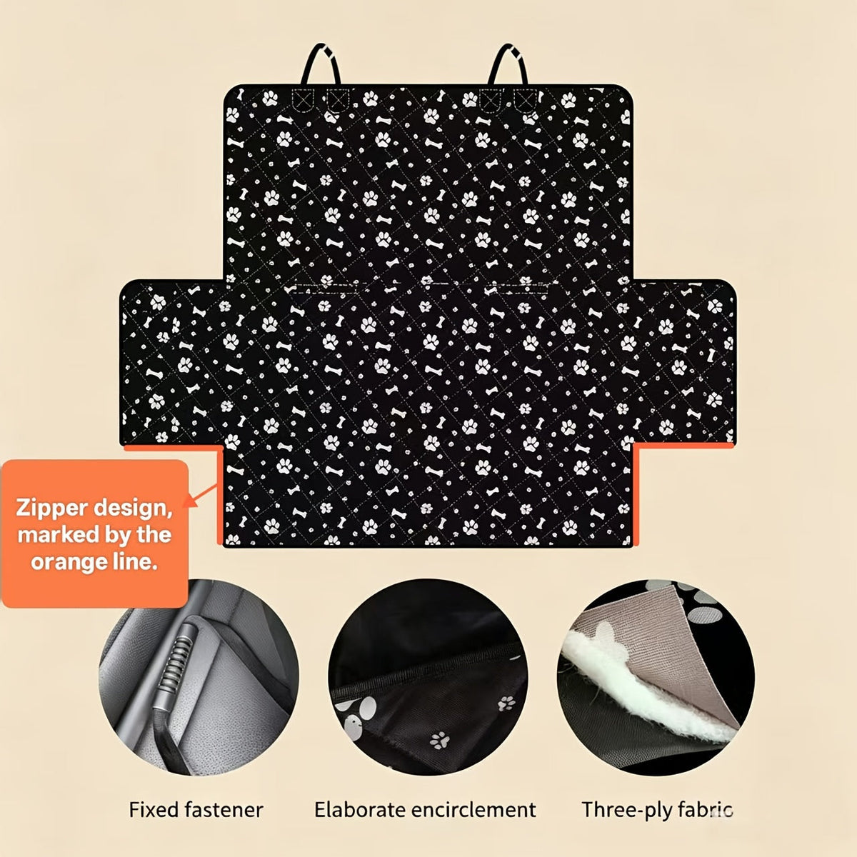 Pet Car Seat Back Protector Mat - Thickened Waterproof Dog Car Seat Cover for Back Seat, Scratch-Proof Kick Mat for Dogs & Cats, Pink Paw Print Car Accessory for Dog Owners