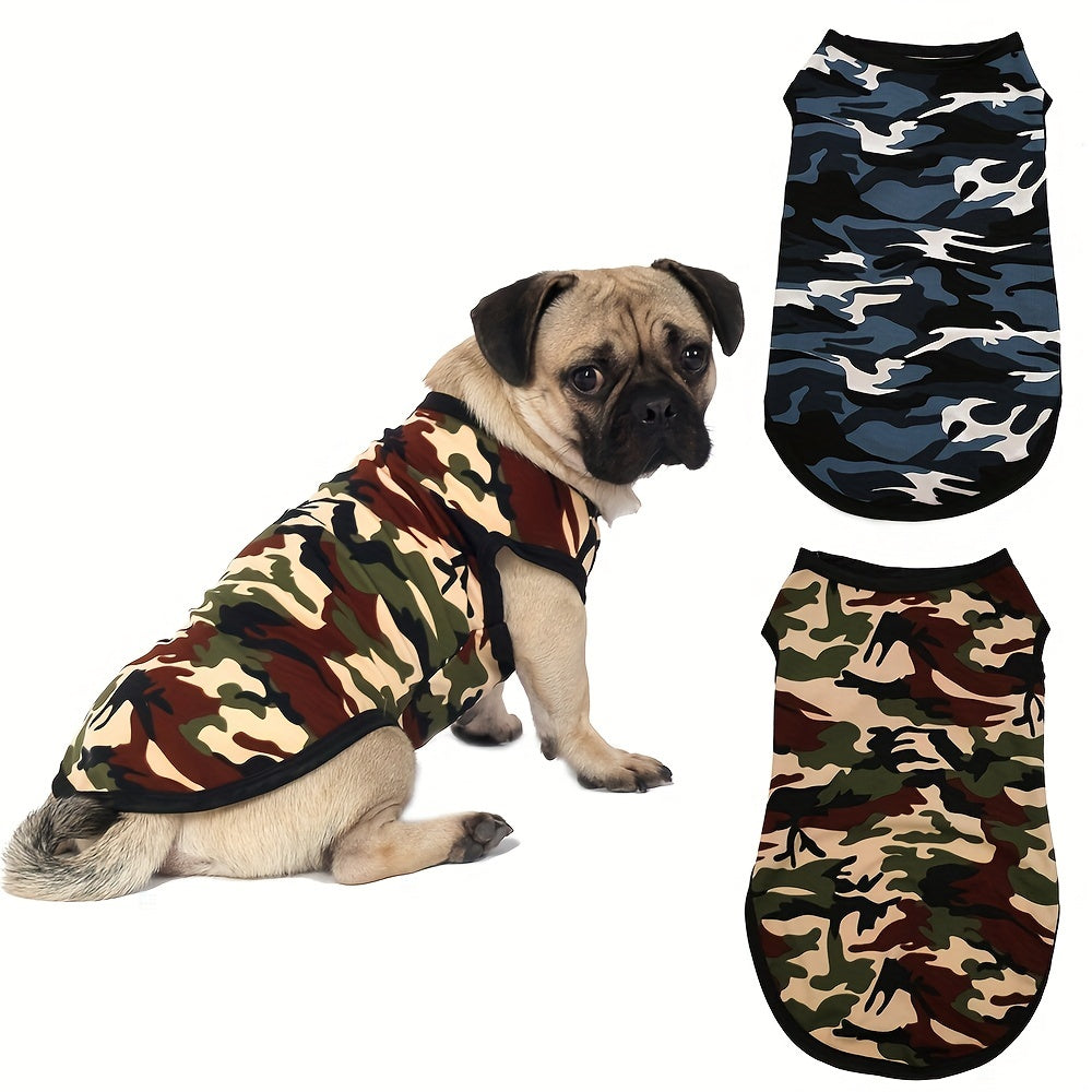 Camouflage Mesh Dog Vest - Breathable Lightweight Pet Shirt for Small and Medium Dogs and Cats, Adjustable Straps Machine Washable Dog Clothes for Outdoor Activities and Everyday Wear