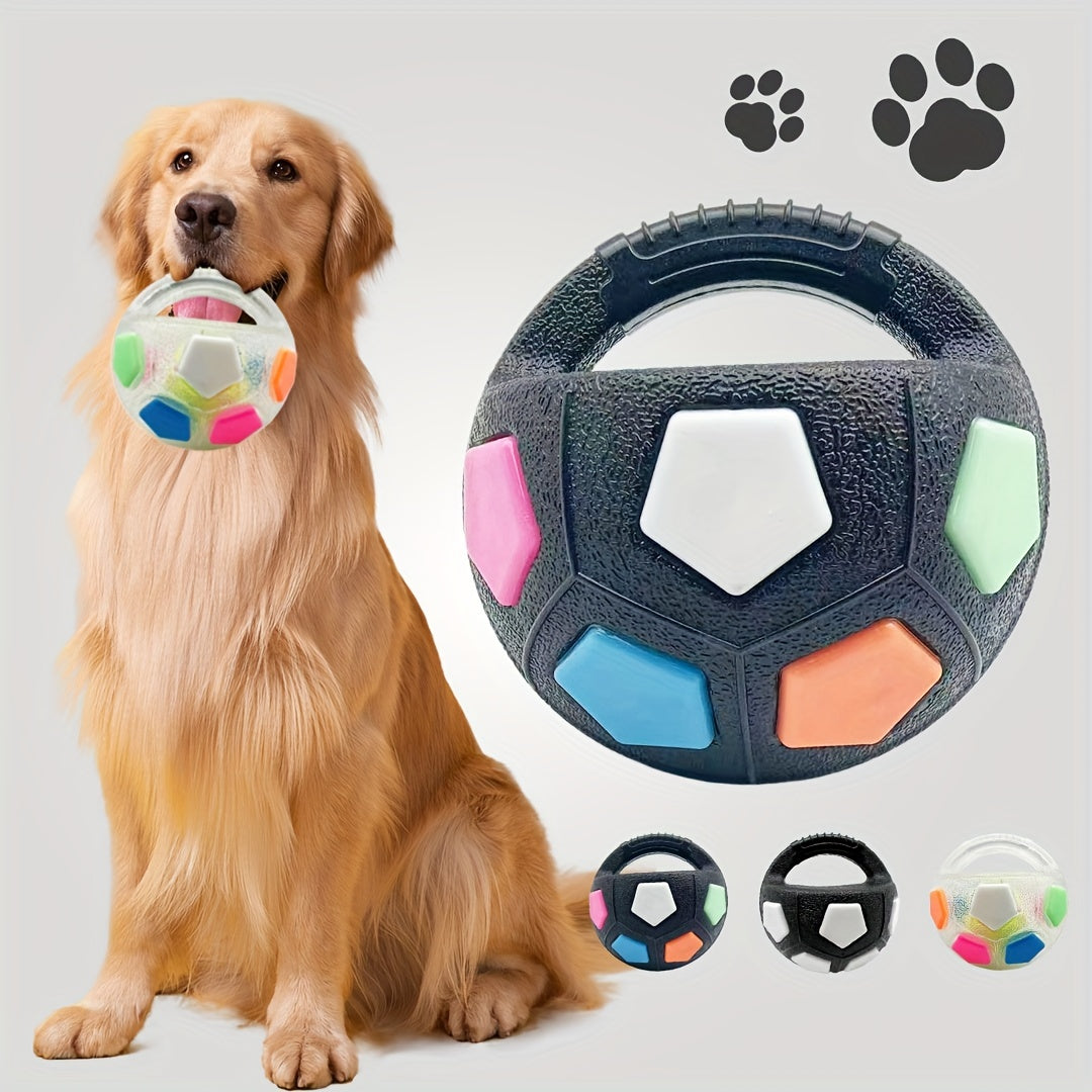 Squeaky Dog Ball Toy Durable TPR Soccer Football Interactive Chew Toy for Medium Dogs Teeth Grinding Training No Battery Needed Pet Play Ball