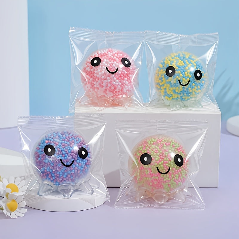 Cute Octopus Squishy Stress Relief Balls Colorful Bead Filled Sensory Squeeze Toys for Kids Adults Halloween Christmas Thanksgiving Stocking Stuffers Party Favors Random Colors 3 or 5 Pack