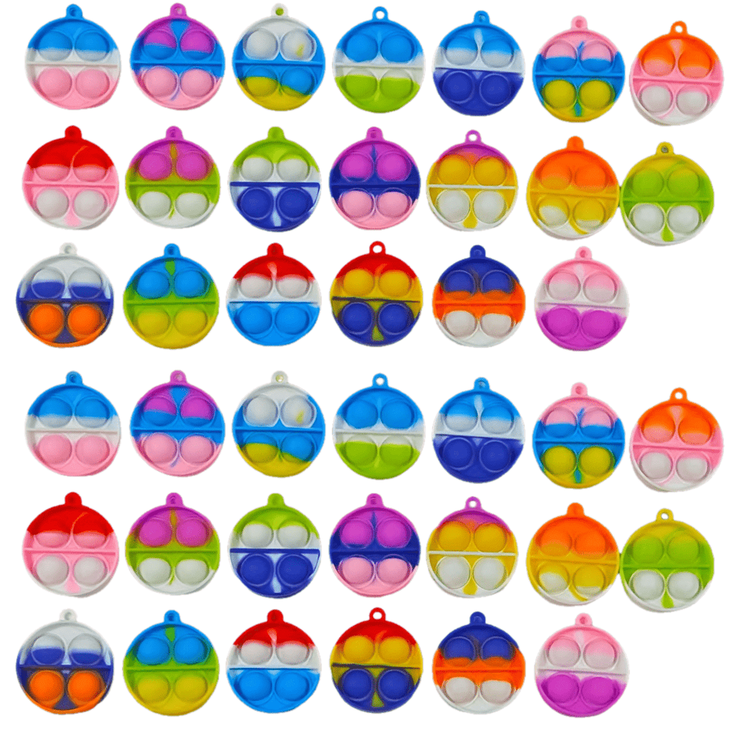 Mini Pop Bubble Fidget Sensory Toys 40 Pack - Push Bubble Stress Relief Toy for Kids, Assorted Random Colors, Classroom Prize Box Stuffers, Birthday Party Favor Goodie Bag Fillers, Anxiety Relief Toy
