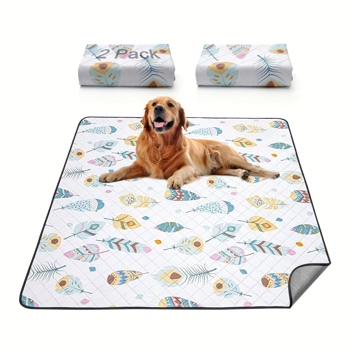 Washable Dog Pee Pads 2-Pack – Reusable Ultra-Absorbent Leak-Proof Whelping Pads with Non-Slip Backing, Machine Washable Puppy Training Pads for Playpen, Crate, Housebreaking & Travel