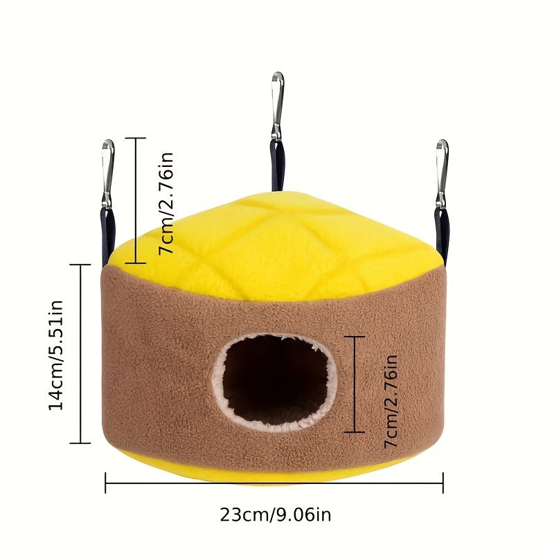 Bird Snuggle Hut Winter Warm Nest for Bird Cage - Cozy Plush Hanging Hideout & Sleep Shelter for Parrots Parakeets Cockatiels Lovebirds - Soft Plush Bird Hammock Hut Cage Accessory