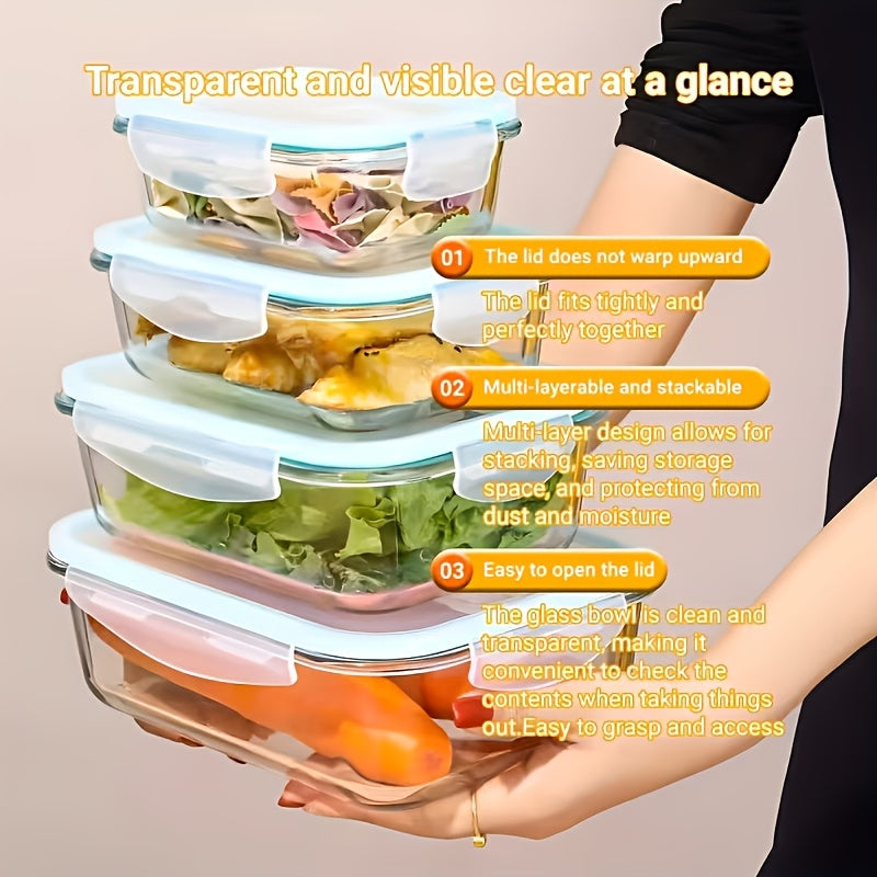 Airtight Glass Food Storage Containers 16-Piece Set – 8 Lids & 8 Containers, Microwave & Oven Safe, BPA-Free, Perfect for Meal Prep, Salads, Fruits, Vegetables, Sandwiches & Outdoor Picnic