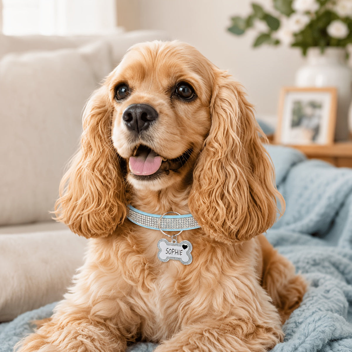 Personalized Pet Collar with Rhinestone Diamond Decoration & Free Engraved ID Tag – Adjustable Anti-Lost Cat & Dog Collar – Japanese Style Bling Collar for Small Medium Dogs & Cats, Multiple Colors & Sizes