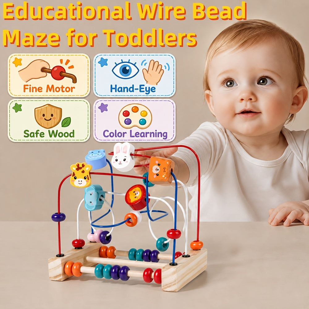 Baby Bead Maze Animal Roller Coaster Toy – Smart Animals Orbiting Bead Wire Puzzle for Infants & Toddlers | Premium Early Education Fine Motor Skills & Sensory Development Toy for Ages 1-3