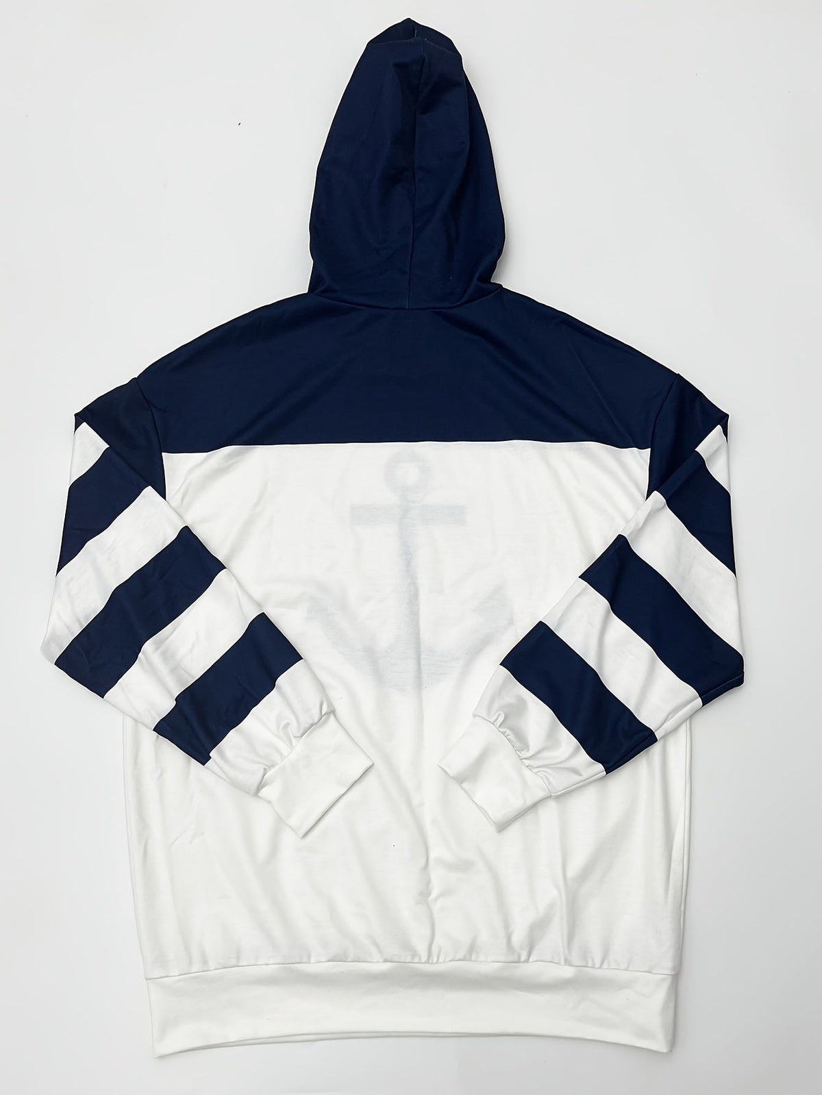 Women's Anchor Print Color Block Drawstring Hoodie Sweatshirt Long Sleeve Pullover Casual Cozy Fall Winter Mixed Colors S-XXL