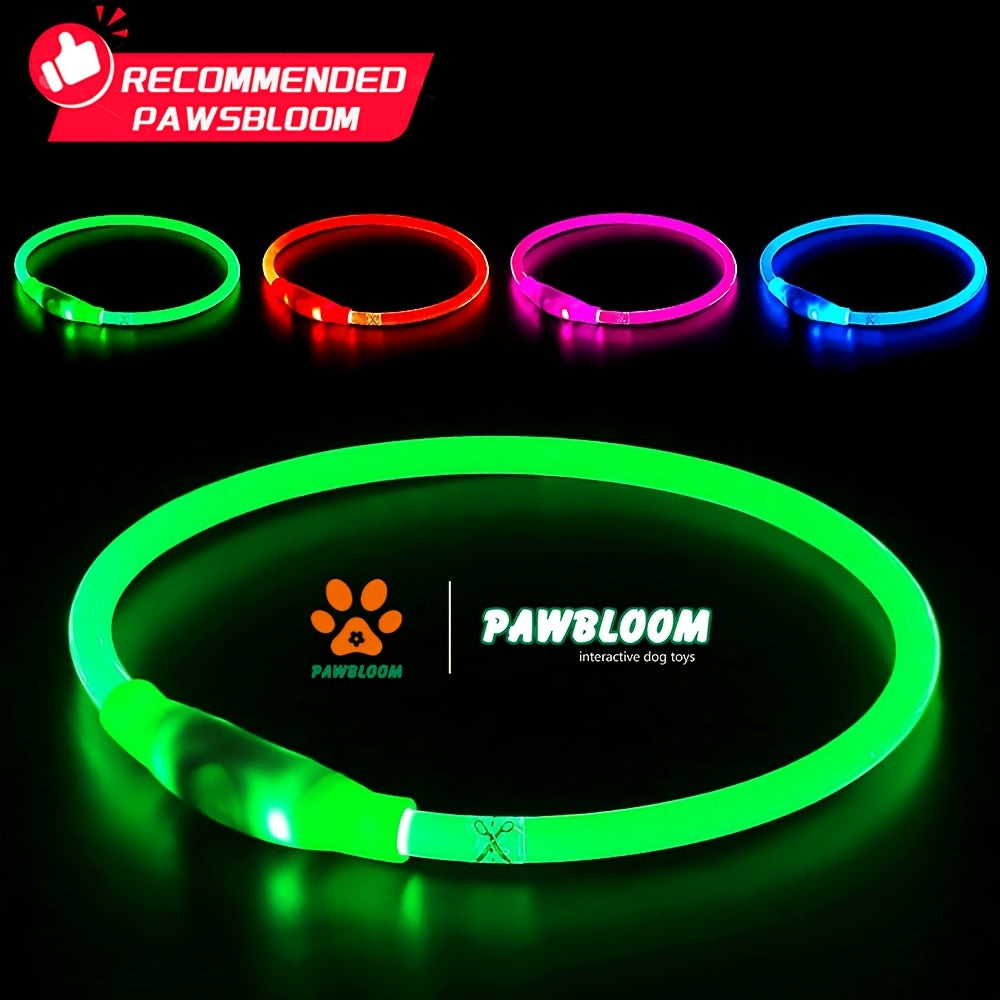 LED Light Up Dog Collar, USB Type-C Rechargeable Flashing Glow Dog Safety Collar for Night Walking, Waterproof Neon Pet Collar for Small Medium Large Dogs, 5 Colors
