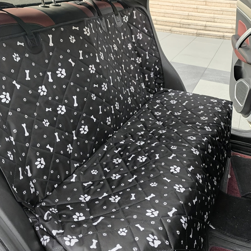 Pet Car Seat Back Protector Mat - Thickened Waterproof Dog Car Seat Cover for Back Seat, Scratch-Proof Kick Mat for Dogs & Cats, Pink Paw Print Car Accessory for Dog Owners