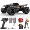RC Monster Truck 1:16 Scale 42KM/H High Speed 4WD Off-Road Remote Control Car All Metal Drive System Dual 1500mAh Battery LED Headlights Wheelie Bar for Adults Kids