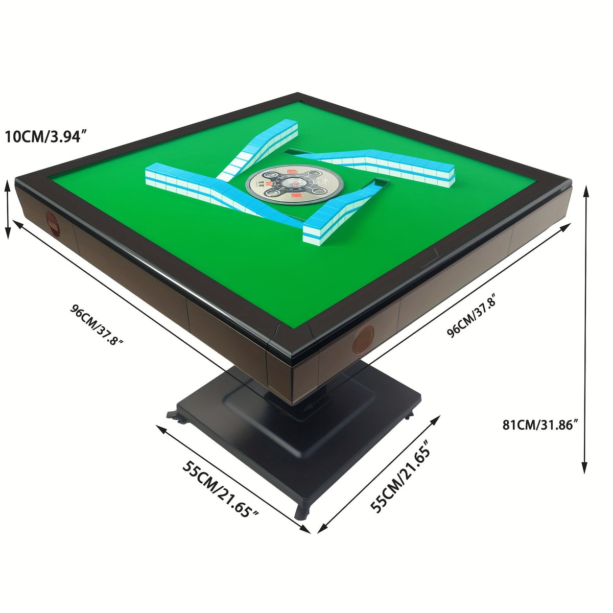 Automatic Mahjong Table with 42mm Tiles, Electric Shuffling Foldable Mahjong Set with 2 Sets of Tiles (Blue & Green), 144 Mahjong Tiles, Silent Motor, 1-Year Warranty - Perfect Gift for Mahjong Players