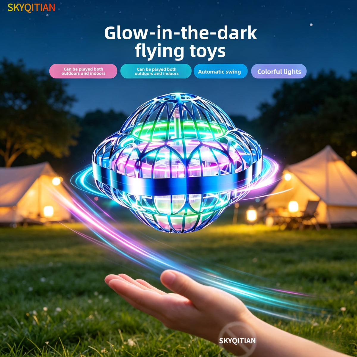 Smart Sensor UFO Hovering Flying Ball – Hexagonal Spinning Saucer Mini Drone with Autonomous Flight & Hand Sensor Control | Levitating Flying Robot Toy for Kids & Adults | Christmas & Party Gift