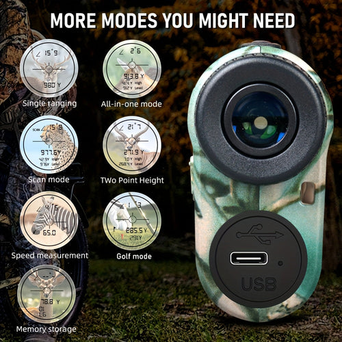1000M Laser Rangefinder Monocular for Golf & Outdoor – Slope Compensation, Flagpole Lock, 7 Measurement Modes, USB Rechargeable, Compact Lightweight Design for Hunting & Observation
