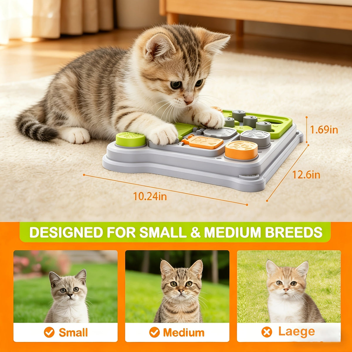 Cat Puzzle Slow Feeder Bowl – Interactive Brain Training Toy & Slow Feed Dish for Indoor Cats, Anti-Gulping IQ Enrichment Game, Dual-Purpose Entertainment & Feeding Accessory