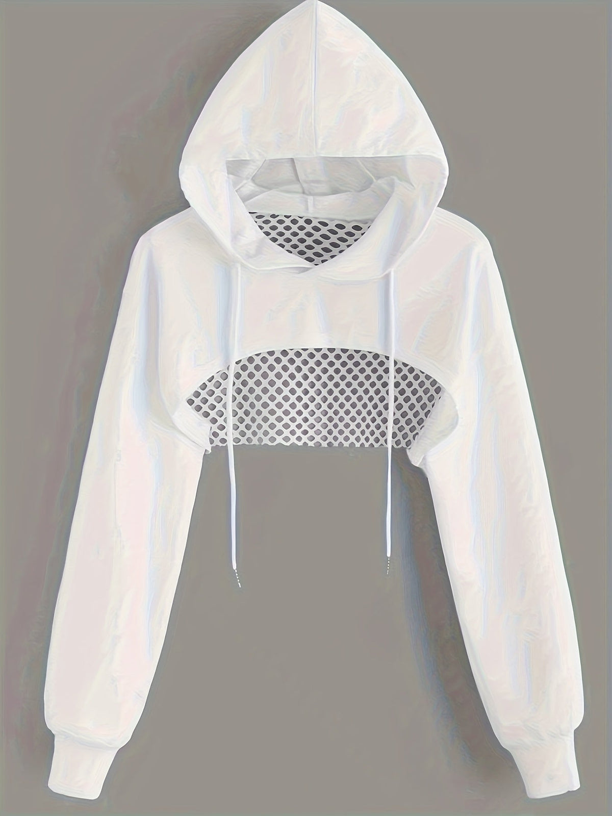 Y2K Hooded Sweatshirt Women Long Sleeve Crop Pullover Drawstring Hood Street Casual Fashion Top Black XS S M L XL XXL