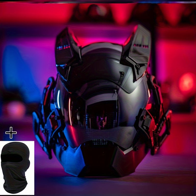 Cyberpunk Sci-Fi Futuristic Diablo Mask with Horns Premium Cosplay Costume Prop Bar Club Rave Party Accessory Photo Prop Gift Collectible