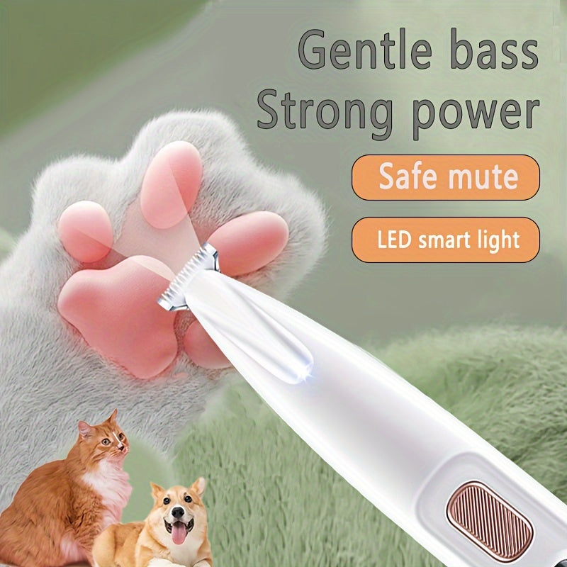 Electric Pet Grooming Clipper Kit with Comb - Quiet USB Rechargeable & Battery Powered Hair Trimmer for Dogs Cats Rabbits Small Animals - Cordless Low Noise Shears Set for Home Salon Use