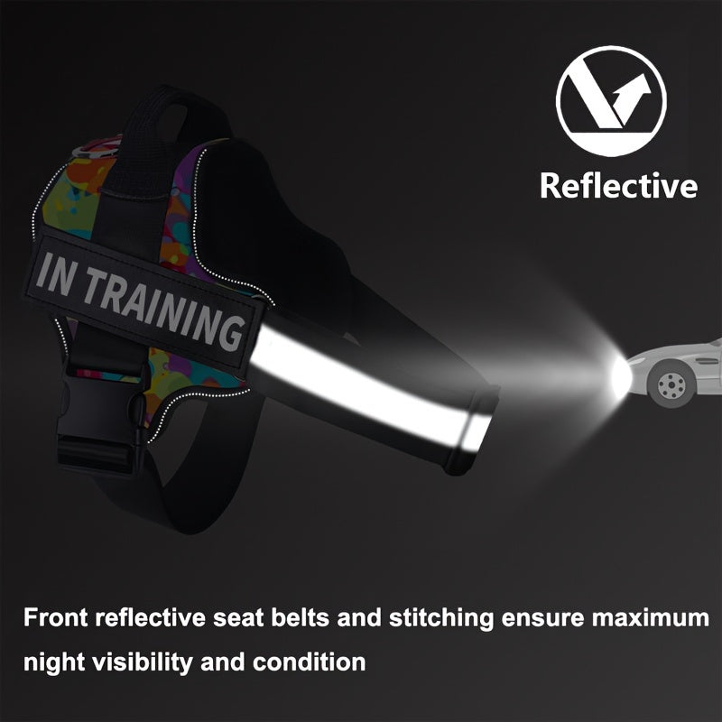 No Pull Dog Harness Vest - Reflective Breathable Adjustable Pet Halter with Nylon Handle for Easy Control, No Choke No Tug Design for Small Medium & Large Dogs, Easy On & Off Dog Walking Harness