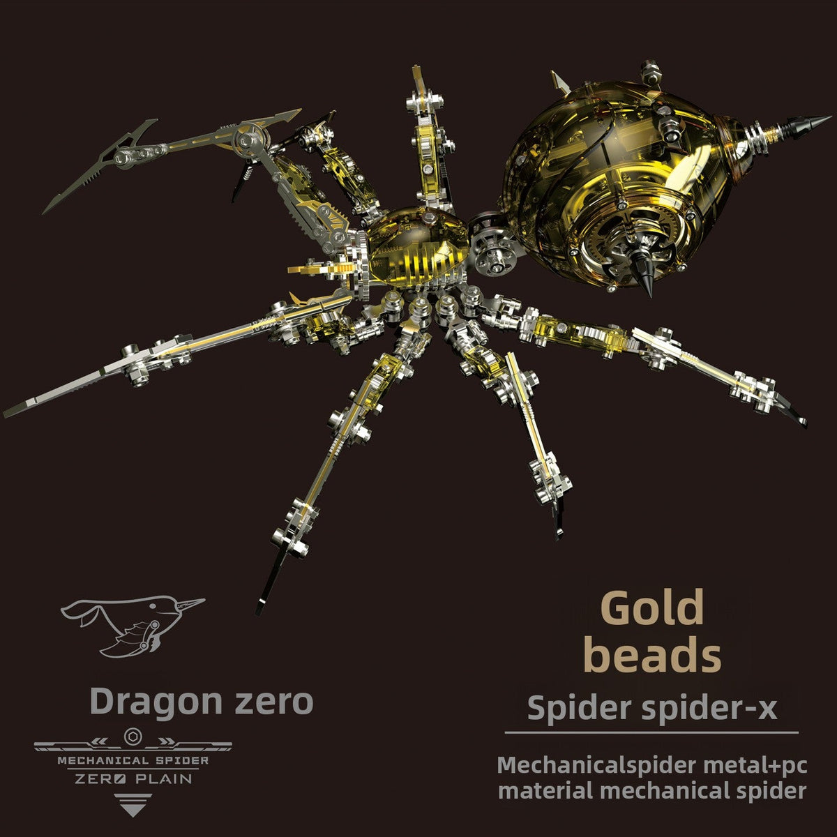 Mechanical Spider Metal Construction Kit - Intricate 3D Metal Model Building Set for Adults Ages 18+, Battery-Powered Figurine, Red Vermilion | STEM Desk Decor Gift for Men Boys Collectors