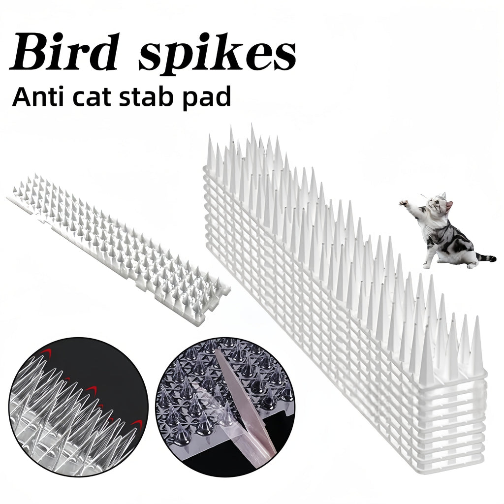 Bird & Cat Repellent Mats 5/10/20 Pack Transparent Spike Mat - Indoor Outdoor Animal Deterrent for Terrace Garden Roof Fence Courtyard - Easy Install Pet Safety Repellent for Home Business Park