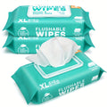 Flushable Wet Wipes Extra Large Thickened – 144 or 288 Count (3-Pack or 6-Pack x 48ct), Alcohol-Free, Plant-Based, Septic & Sewer Safe, Sensitive Skin & Baby Safe