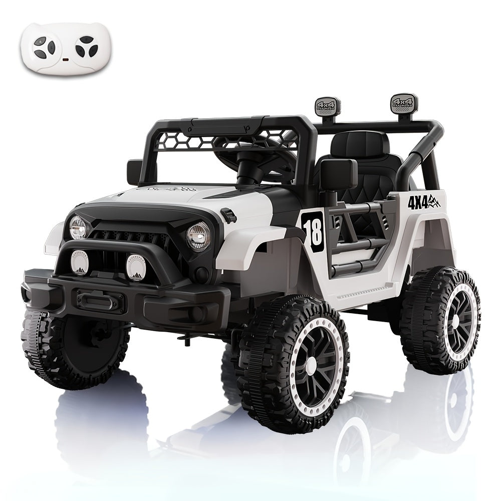 12V Kids Ride-On Car with Parent Remote Control – Battery Powered Electric Vehicle with Spring Suspension, LED Lights, Music Player, Seat Belt, for Boys & Girls Ages 3-8