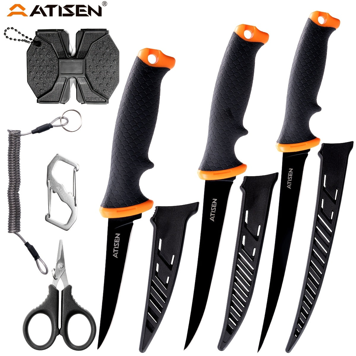 Professional Fishing Knife Set 10/16PCS Fillet & Boning Knife with Road Runner Pliers Fish Lip Gripper Knife Sharpener Retractable S-Buckle Harness, Dishwasher Safe V-Grind Blade - Gift for Fishermen