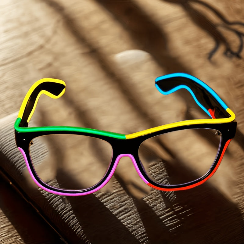 Colorful LED Light Up Glasses Fluorescent Neon Party Glasses Multi-Color Luminous for Halloween Christmas EDM Rave Festival Cosplay Carnival Party