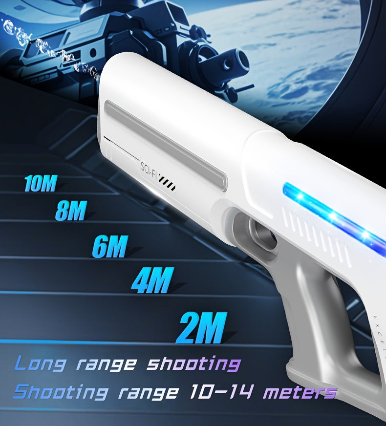 Electric Water Gun Auto-Fill with LED Pulse Light – 40ft Long Range Rapid-Fire Squirt Gun, USB Rechargeable 240-Shot Tank, Water Blaster for Kids & Adults, Pool Beach Backyard Summer Fun