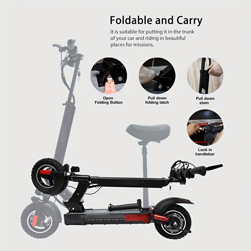 Heavy Duty Off-Road Electric Scooter for Adults 300 Lbs – 25-30 MPH, 30-40 Mile Long Range, 10 Inch Tires, Foldable E-Scooter for Men, Dual Brake System