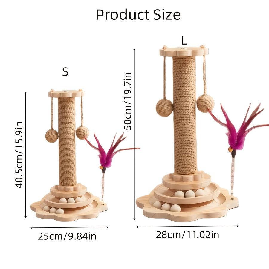 Cat Scratching Post & Cat Tree – Solid Wood Sisal Scratcher, Multiple Styles: Mushroom, Dolphin, Velvet, Hammock & Standing Board, Sizes S/M/L/XXXL for Cats of All Ages