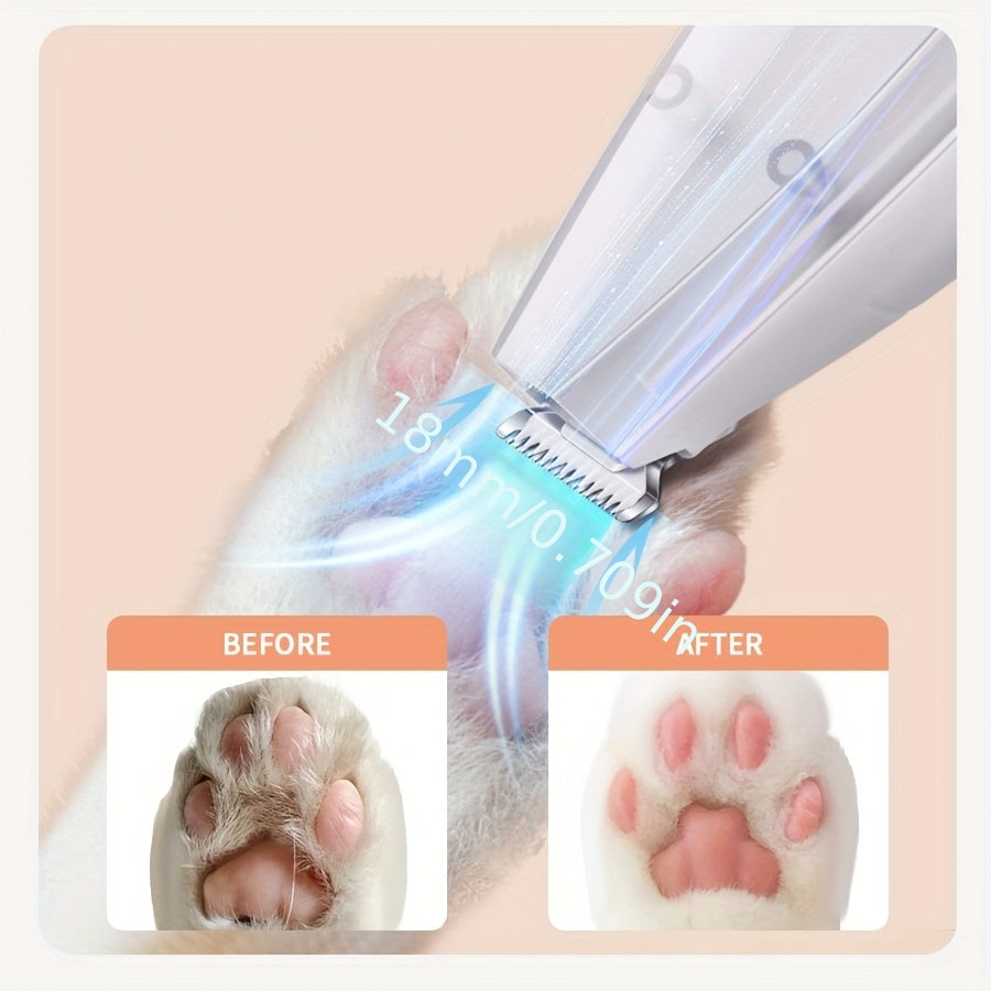 Wireless Pet Paw Trimmer with Vacuum Hair Collection - Strong Suction Auto-Collect Fur, USB Rechargeable Low Noise Paw Hair Clipper for Small & Large Dogs and Cats, No-Mess Grooming at Home