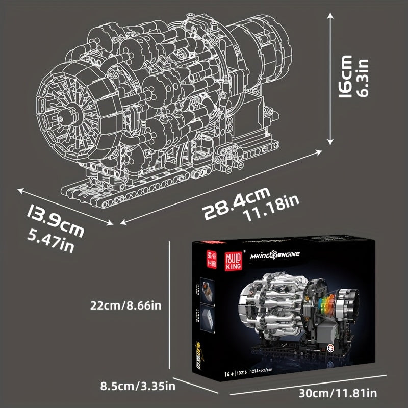 Mould King 1214pcs MOC Supercar Building Block Set - Turbojet Electric Engine Motorized Model 10216, Movie-Inspired Sports Car Brick Kit for Adults & Teens | Creative STEM Gift for Car Enthusiasts
