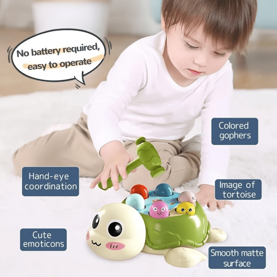 Toddler Hammer Toy Interactive Turtle Shape Sorting Game Educational Colorful Pounding Bench Toy for Babies Kids Ages 1 2 3 Year Old Developmental STEM Gift Christmas Halloween Thanksgiving Birthday