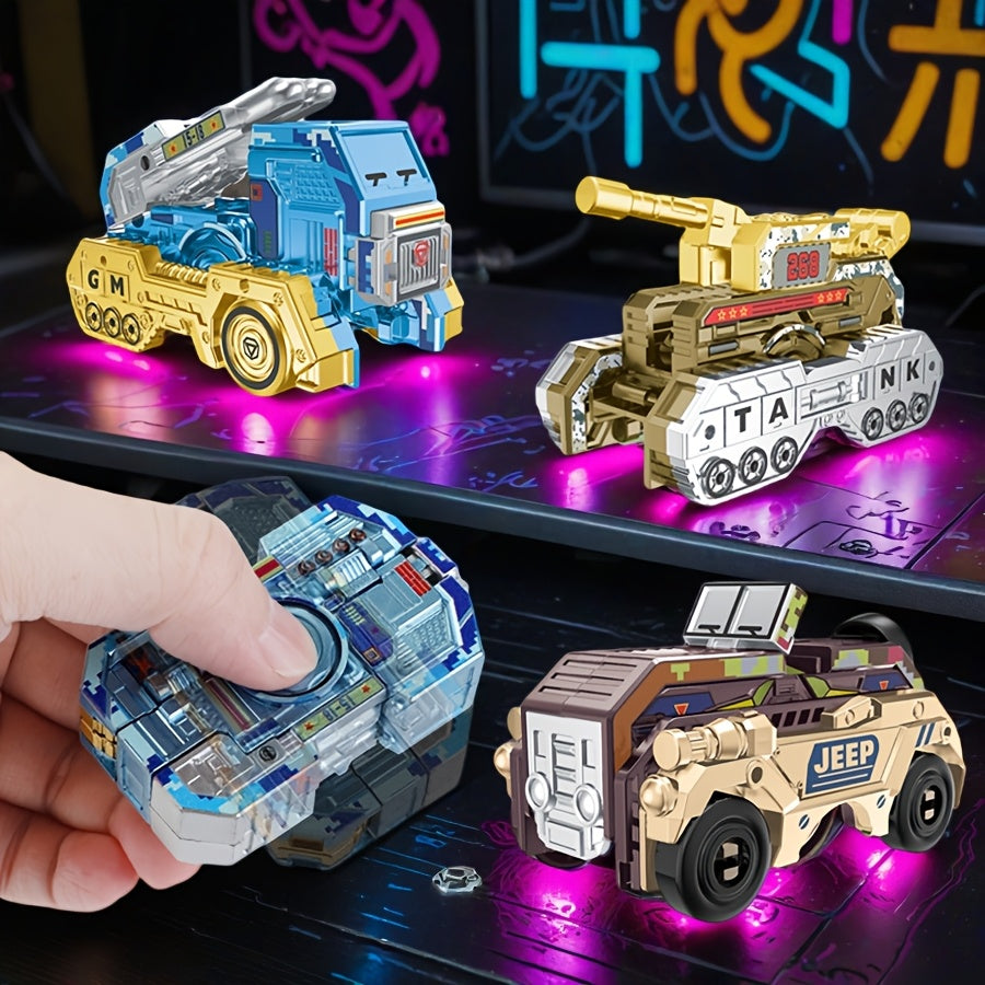 Fingertip Gyroscope Fidget Spinner 2pcs – Creative Deformation Missile Vehicle Robot Finger Rotator, Sensory Stress Relief Toy for Teens Adults, Office Desk Toy, Party Gift, Halloween Christmas Stocking Stuffer