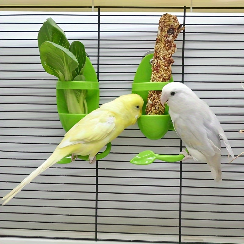 Bird Feeder Toy with Fruit Vegetable Basket Calcium Station Interactive Seed Caddy for Parakeets Cockatiels Lovebirds Wall Mount Swing Cage Accessory