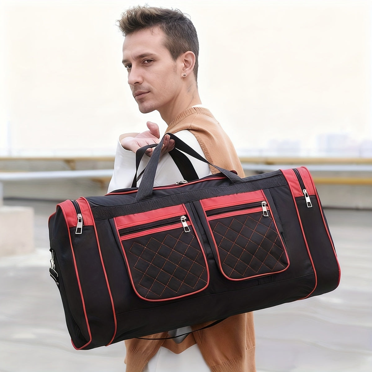 Large Capacity Travel Duffel Bag for Men & Women – Heavy-Duty Gym Bag with Multi-Pocket Design, Adjustable Shoulder Strap & Zipper Closure for Fitness, Weekend Trips, Business Travel & Outdoor Use