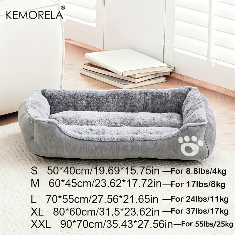 Large Rectangular Dog Bed with Paw Print Design for Small to Medium Dogs – Warm Soft Polyester Pet Bedding, Durable All-Season Dog Mat, Stylish Indoor Dog Bed