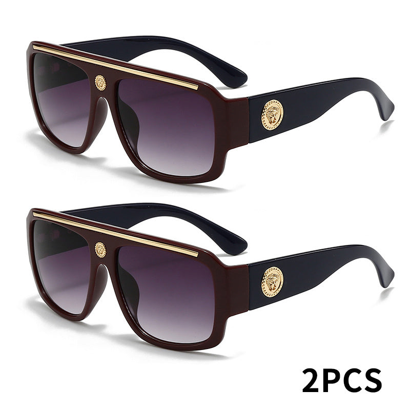 2-Pack Men's Cyberpunk Square Fashion Glasses with Metal Frame – Lightweight Street Style Sunglasses for Men, 8 Color Options, Daily Wear & Gift