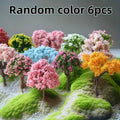Micro Landscape Simulation Trees 6 Pack - PVC Artificial Miniature Tree Ornaments in Random Colors and Styles for Aquariums, Gardens, Terrariums, and Glass Container Decorations