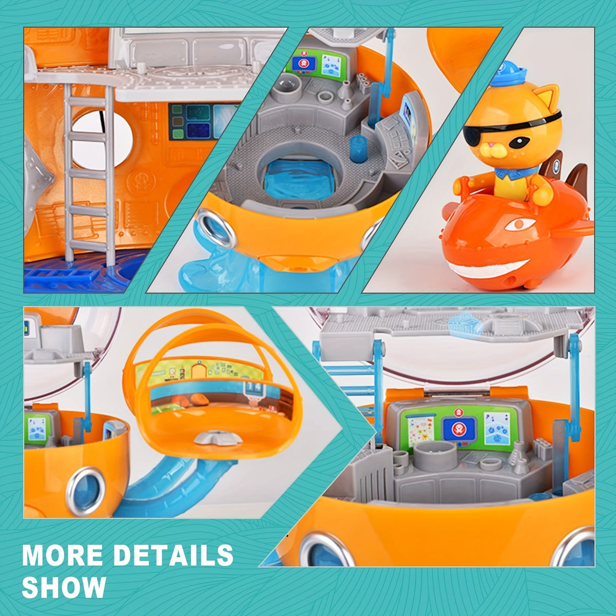 Octonauts Octopod Castle Adventure Playset - GUP Action Figure Set with 8 Dolls, Glow-in-the-Dark Stickers, Light & Sound Effects | Kids Imaginative Toy Gift for Birthday Christmas Holiday
