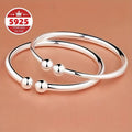 S925 Sterling Silver Pearlescent Bead Open Cuff Bracelet for Women – Adjustable Elegant Fashion Bangle, Hypoallergenic Daily Wear, Perfect Valentine’s Day, Mother’s Day & Birthday Gift