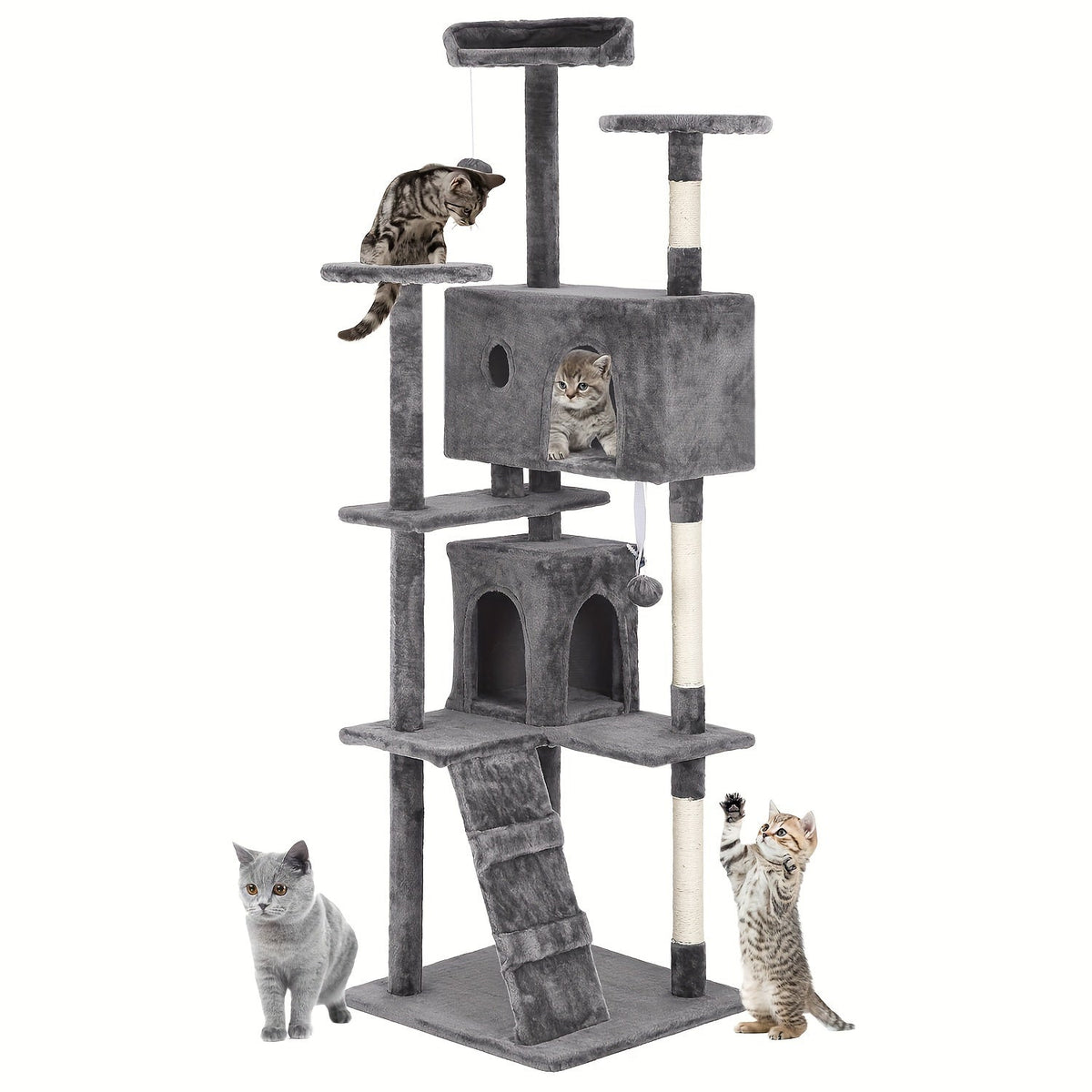 Multi-Level Cat Tree Tower with Scratching Post – Indoor Kitten Activity Center Playhouse, Easy to Assemble, Available in 22"/54"/60"/70" Heights & 7 Colors, Perfect Cat Gift