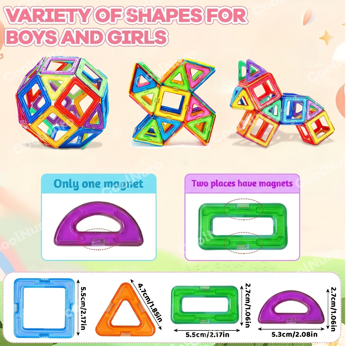 Magnetic Building Blocks Set 40/80/100pcs for Kids – STEM Educational Magnet Tiles Construction Toy, Creative Learning Gift for Boys & Girls, Develops Hands-On & Problem-Solving Skills