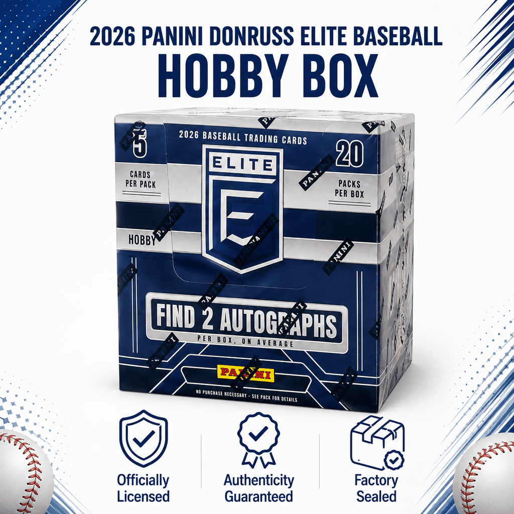 2026 Panini Donruss Elite Baseball Hobby Box – 20 Packs, 2 Autographs Per Box, Kaboom Chase, Memorabilia Cards, Legends & Prospects – Premium Sealed Baseball Trading Card Collector Set